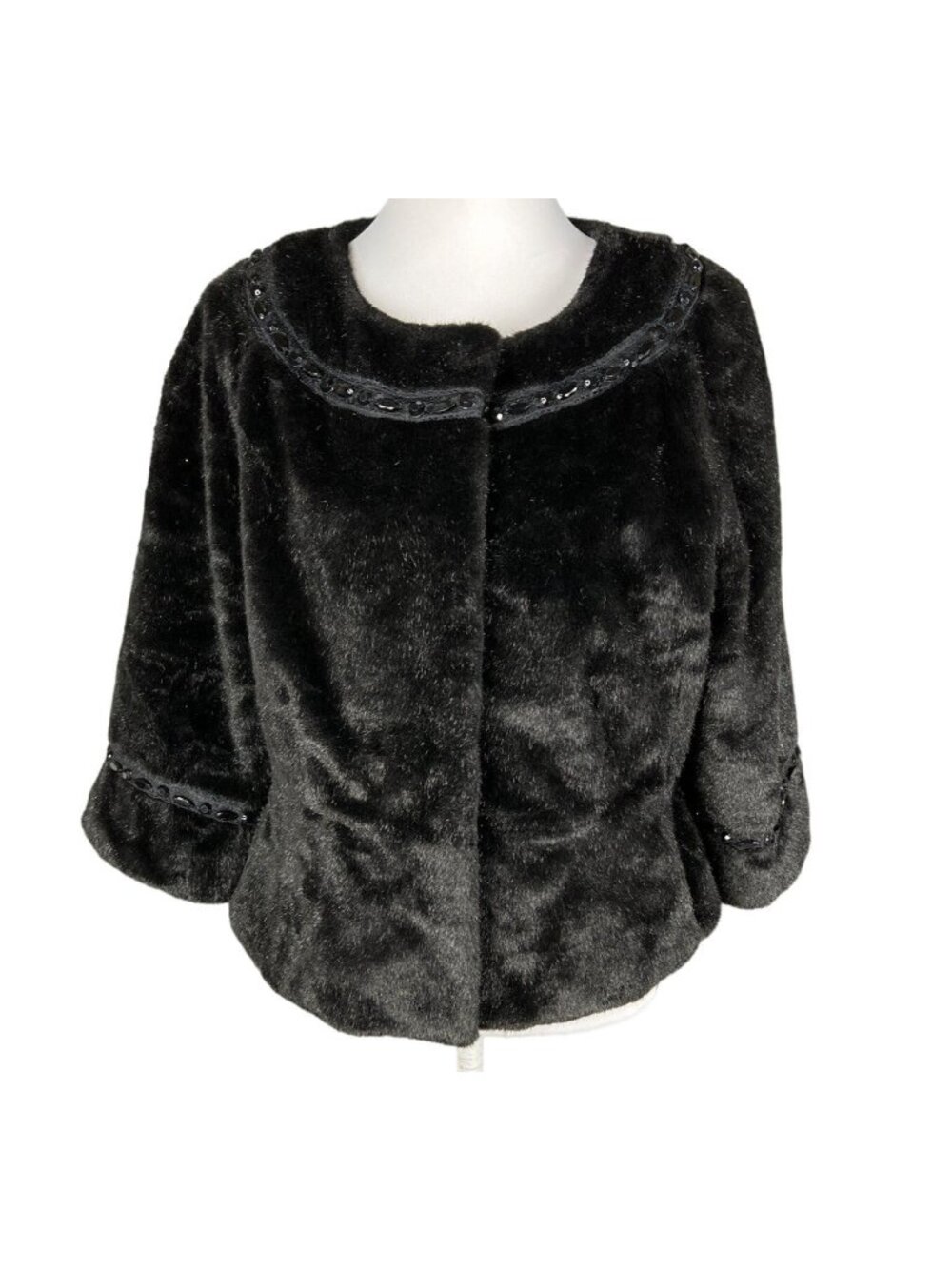 Terry Lewis Classic Luxuries Embellished Faux Fur Bolero Coat